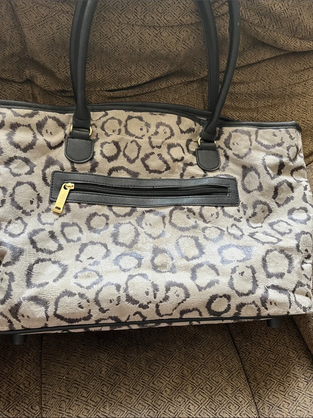 Nicole Miller New York Carry On Tote- grey black cheetah print